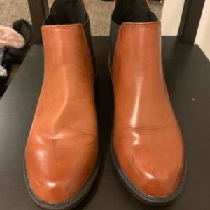 Brown faux leather ankle boots